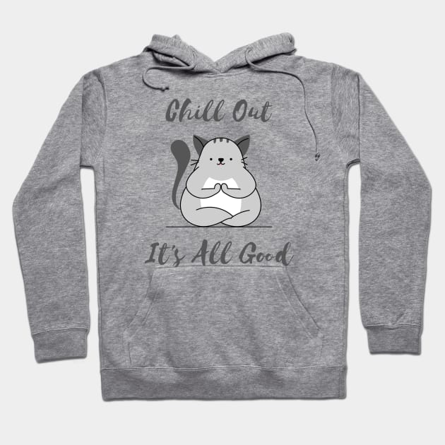 Funny Cat Meditating Hoodie by Shems Arts